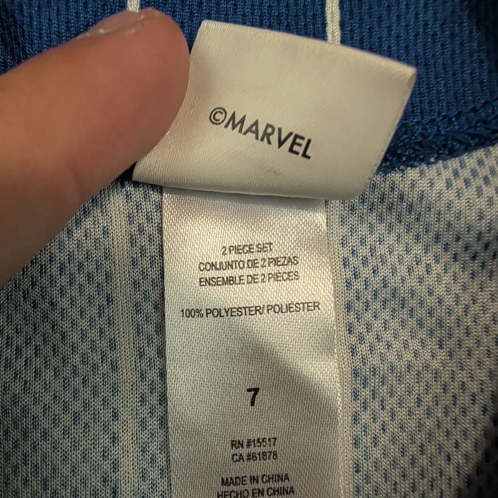 Marvel Spiderman Baseball Jersey Size 7 Blue Pinstripe Button Down Sporty Shirt - Picture 5 of 9